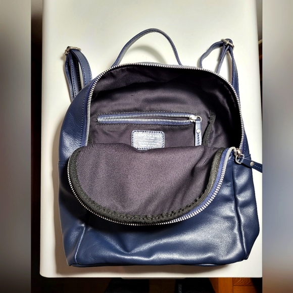 American Eagle blue leather backpack, made in Italy - Picture 3 of 4